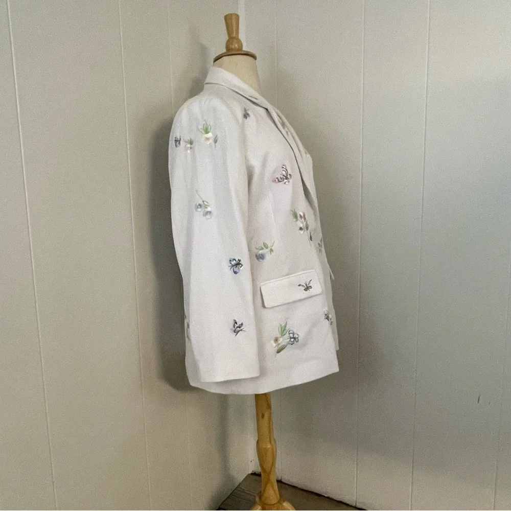 Vintage‎ 90s Embroidered Blazer Women’s 20W Floral Long Sleeve 1 Button Jacket - Picture 5 of 11